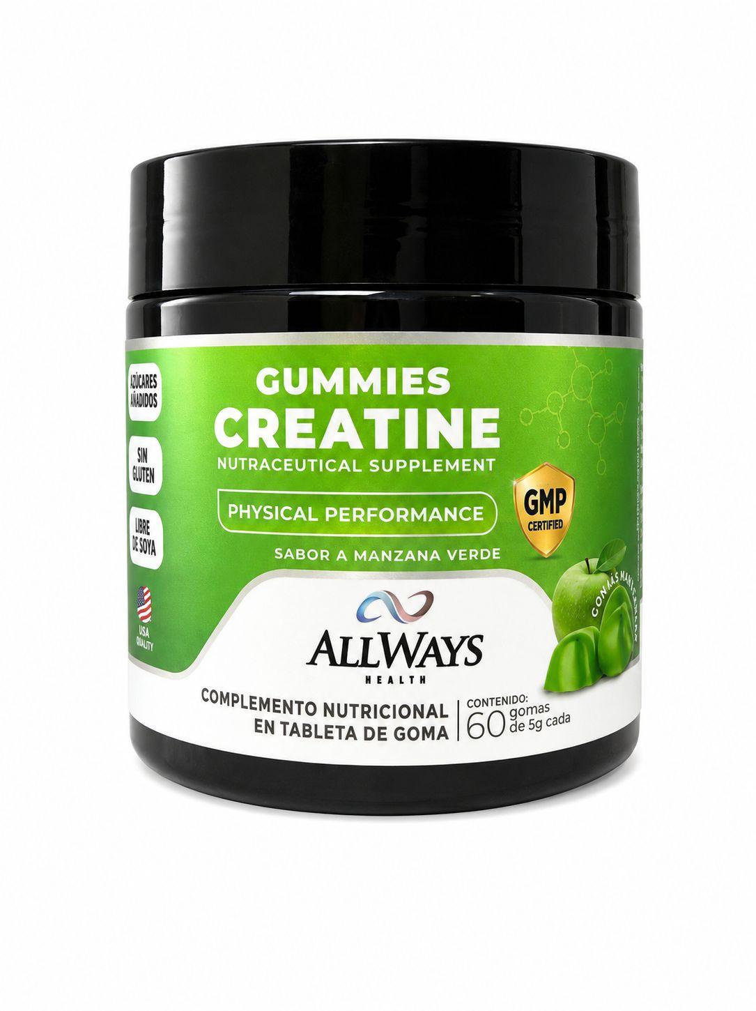 SUPLEMENTO ALLWAYS CREATINA GUMMIES 60GOMAS MANZ.